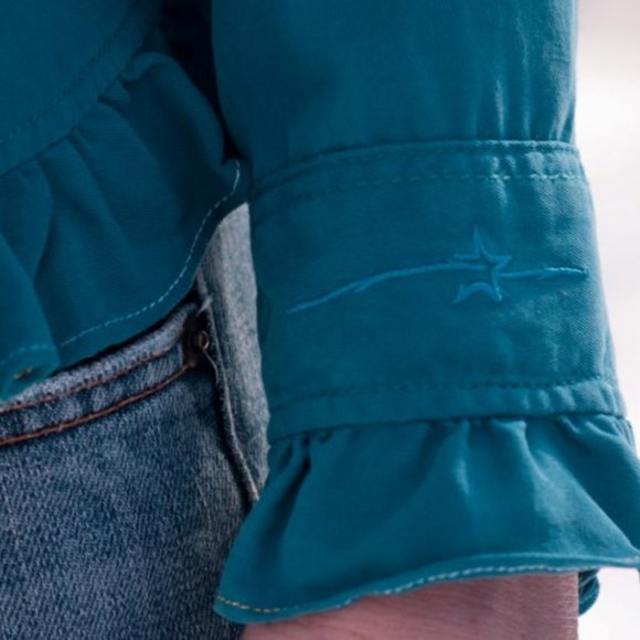 Ryan Michael LIGHT GREEN Women's Silk Shirt with ruffle XS A101 - Picture 4 of 6